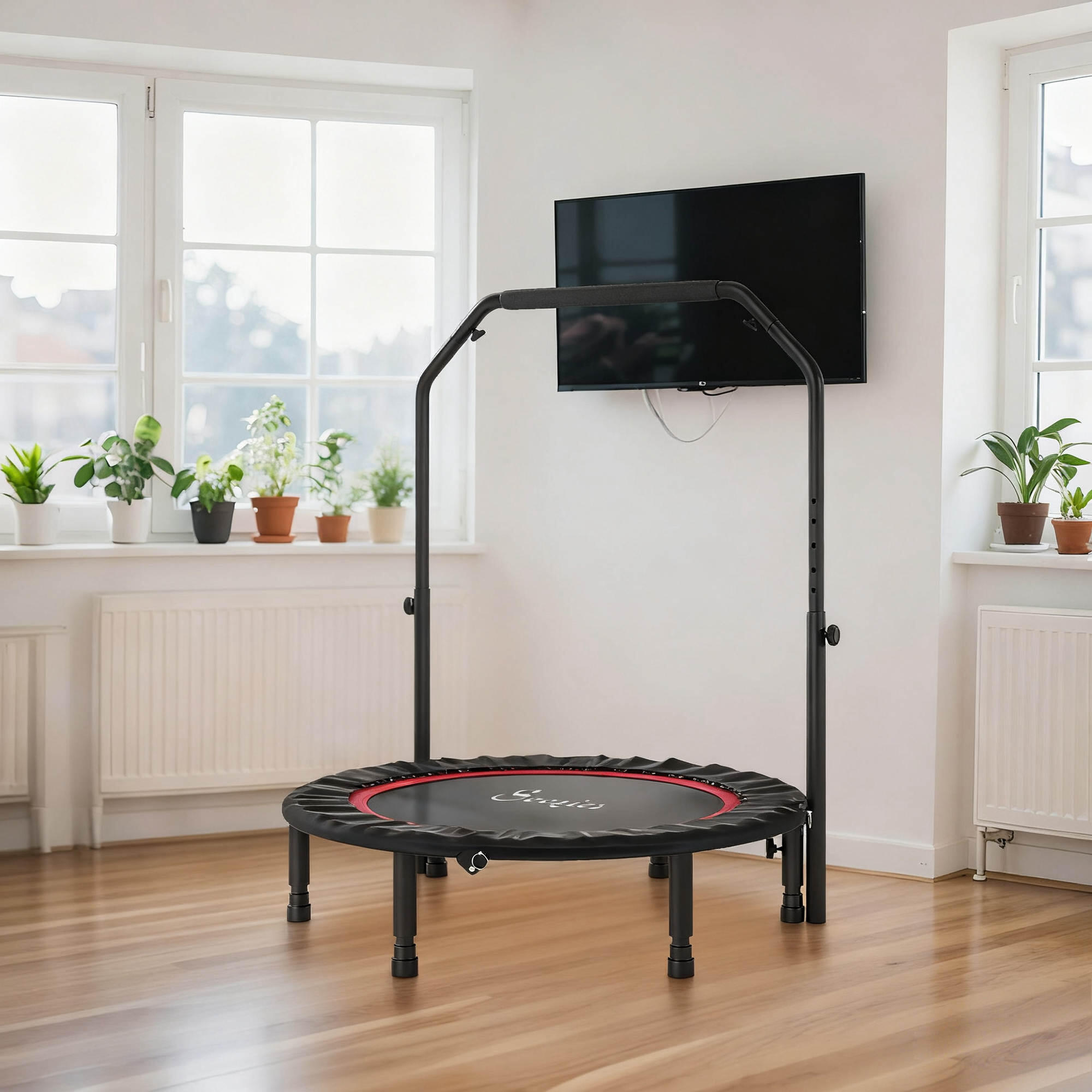 SPORTNOW Trampolim de Fitness Ø102 cm Trampolim Dobrável com Guiador 5/5