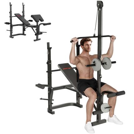 Banc de musculation multifonction réglable avec support pour haltères