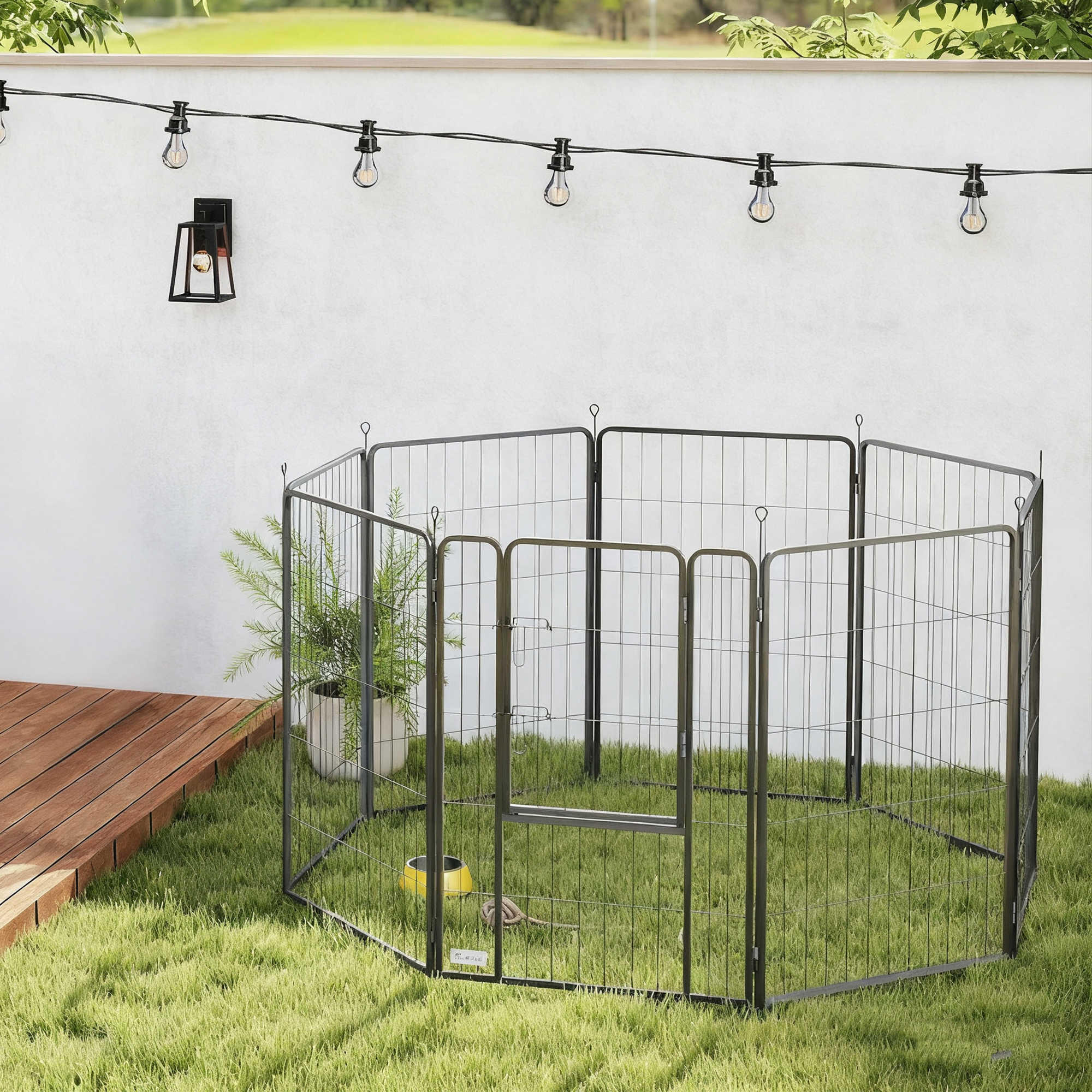Parque para Perros PawHut 136x136x100 cm Negro 2/5