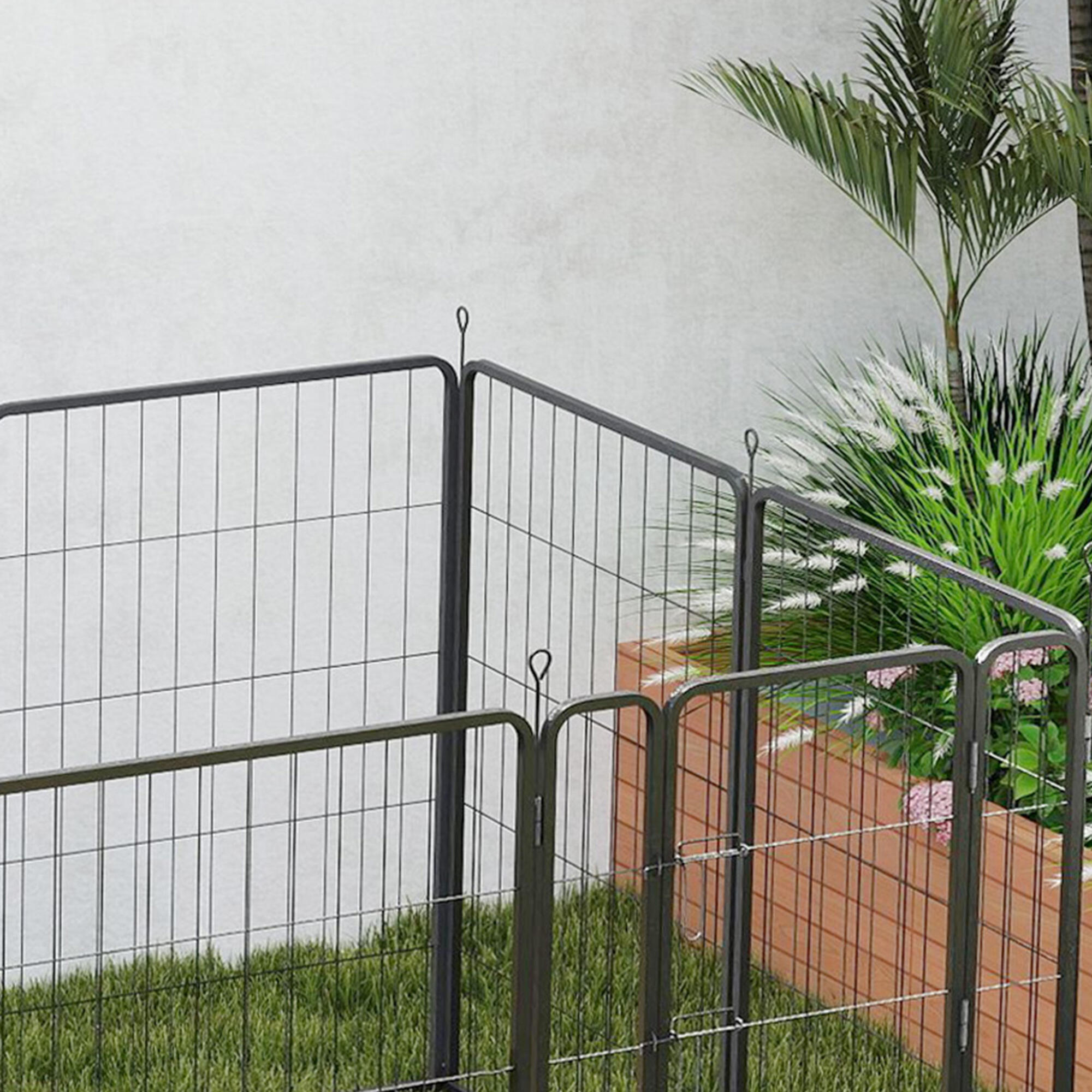 Parque para Perros PawHut 136x136x100 cm Negro 4/5