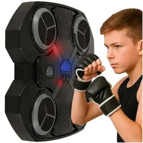 LED bokszfal, 4 ütőponttal, 2 kesztyűvel – 33x28 cm, fekete-szürke 2/6