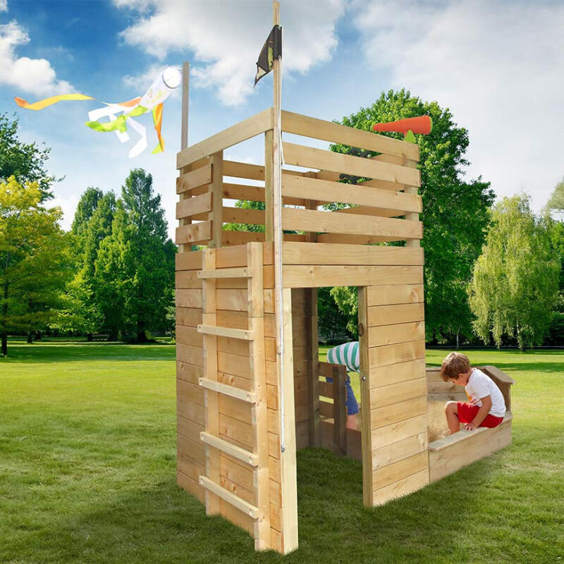 Cabane bateau en bois extérieur avec bac à sable PIRATE 2/5