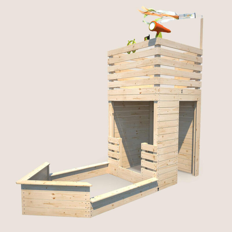 Cabane bateau en bois extérieur avec bac à sable PIRATE 4/5
