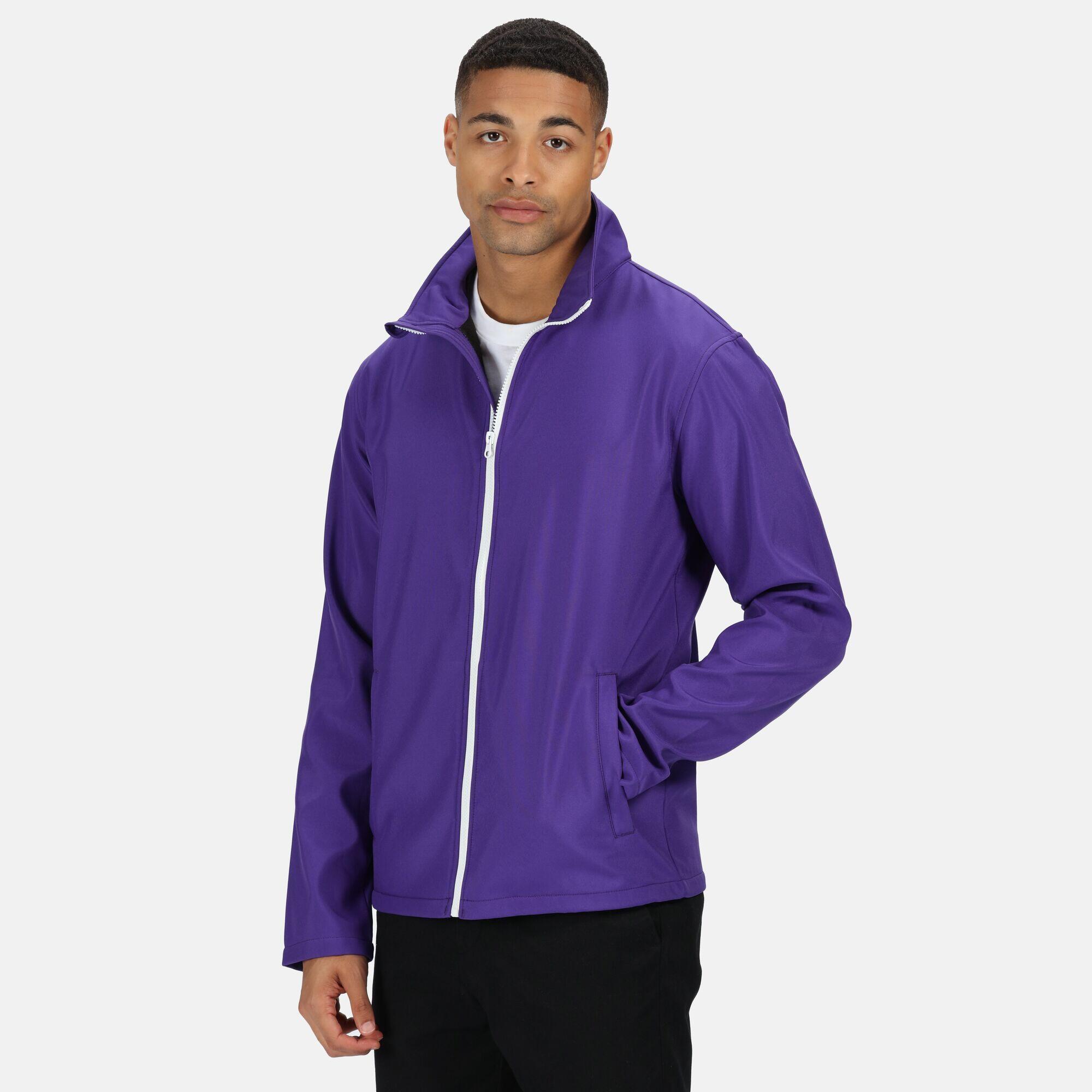 Standout Mens Ablaze Printable Soft Shell Jacket (Purple/Black) 4/5