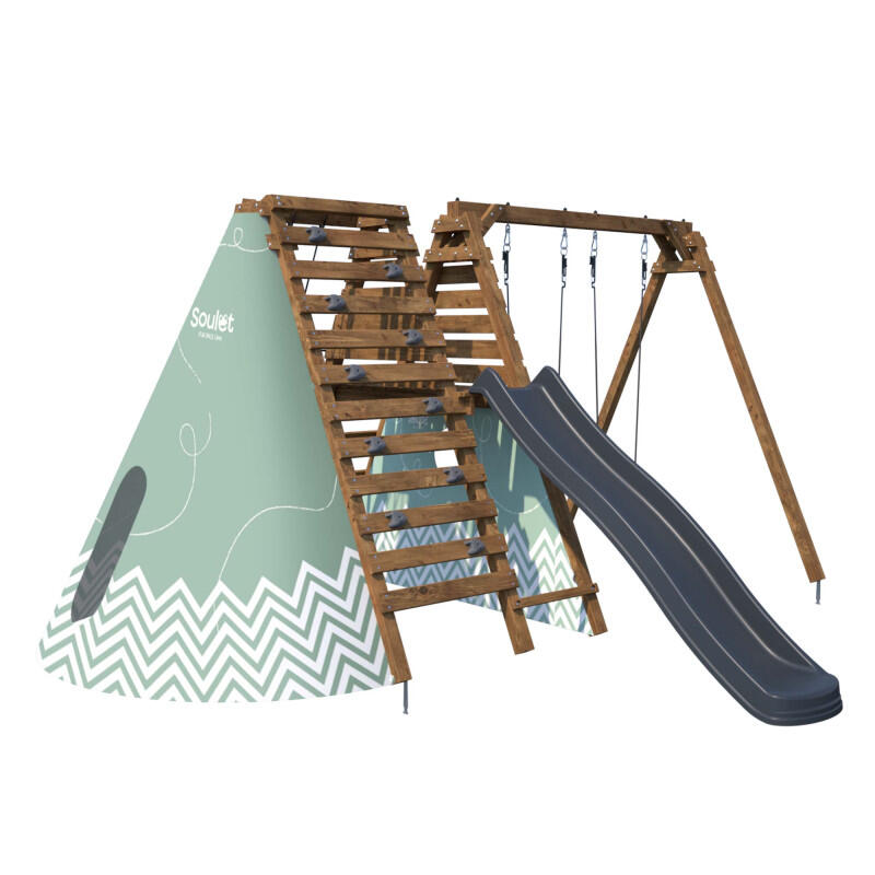 Aire de jeux avec tipi et toboggan APOLLON 1/5