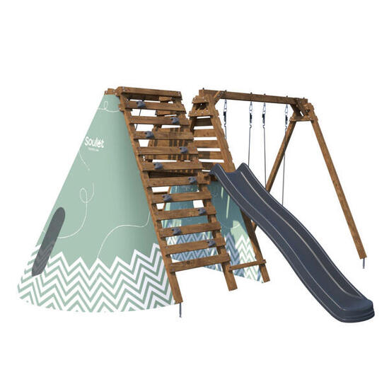 Aire de jeux avec tipi et toboggan APOLLON