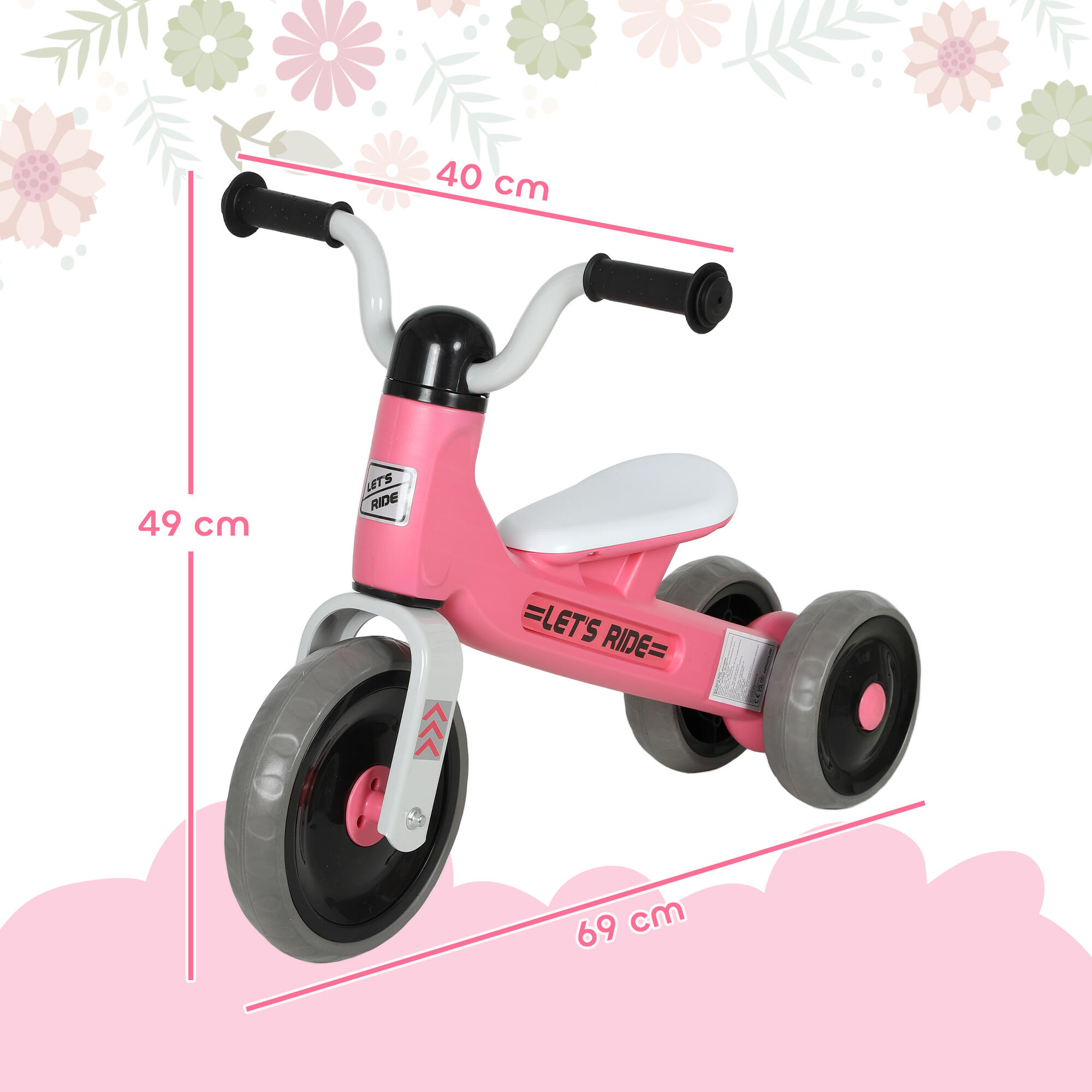 Bicicleta de equilíbrio 69x40x49 cm rosa AIYAPLAY 3/5