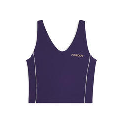 Débardeur cropped avec passepoils contrastés et col large