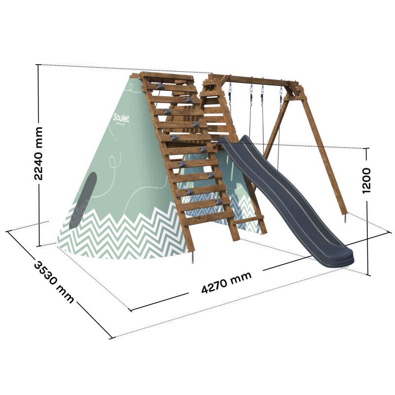 Aire de jeux avec tipi et toboggan APOLLON 4/5