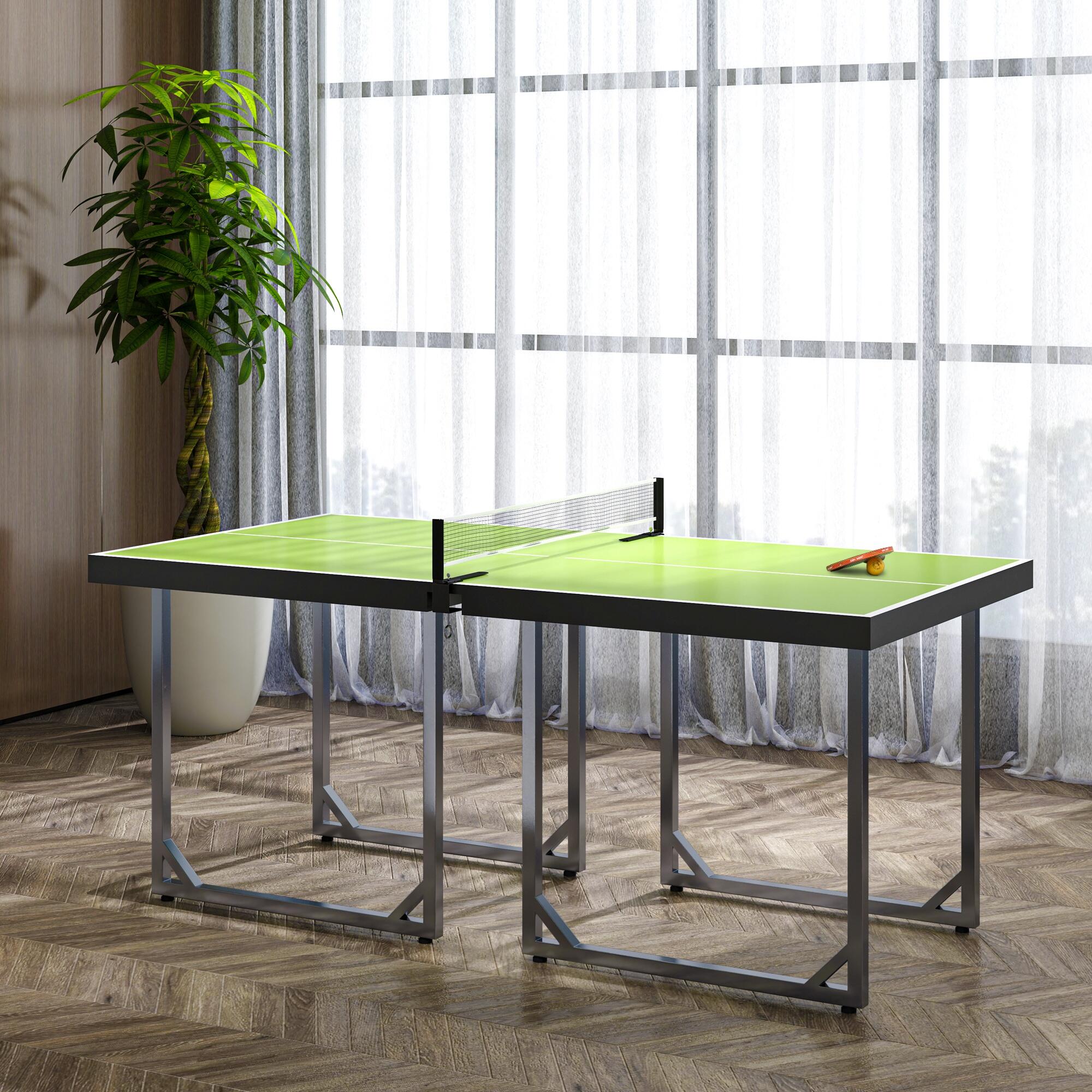 Mesa de ping pong dobrável 182x91x76 cm verde HOMCOM 2/5