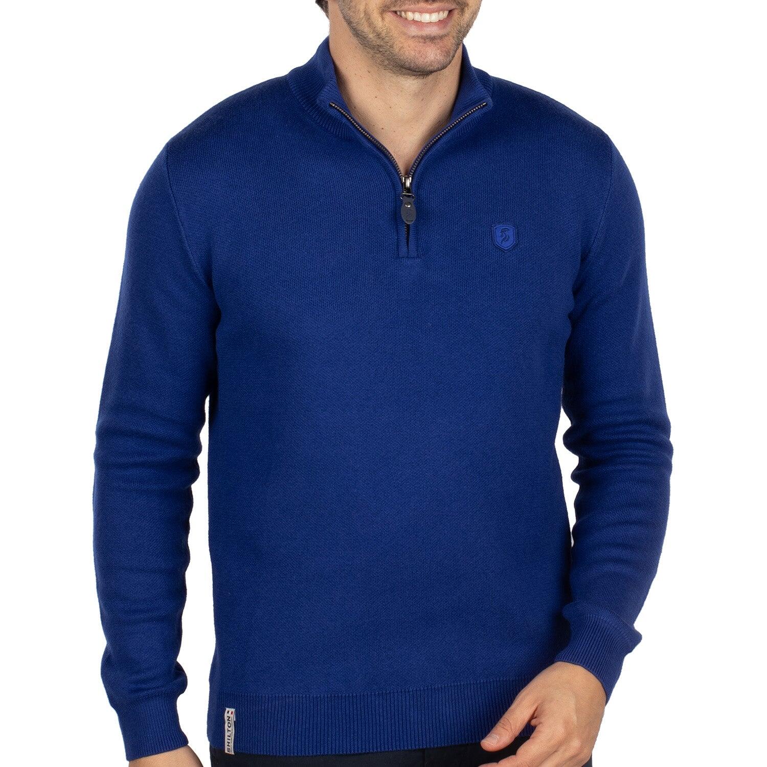Shilton - Pull Camionneur Uni Homme - Polo Manches Longues - Bleu - Decathlon