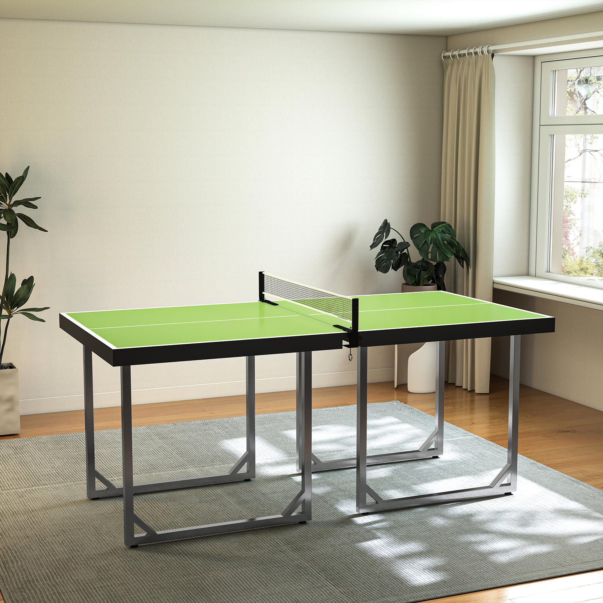 Mesa de ping pong dobrável 182x91x76 cm verde HOMCOM 5/5