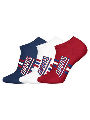 NFL New York Giants 3-Pack Soft Cotton Sneaker Socks | White/Red/Blue Fanzone