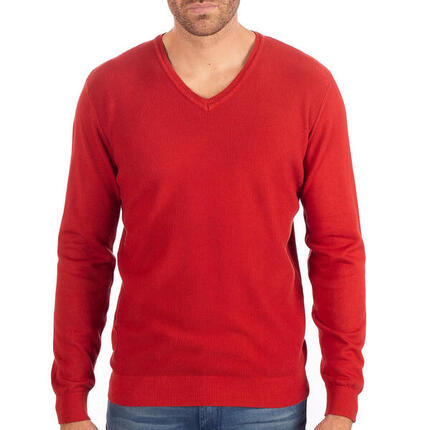 Pull col V nid d'abeille homme