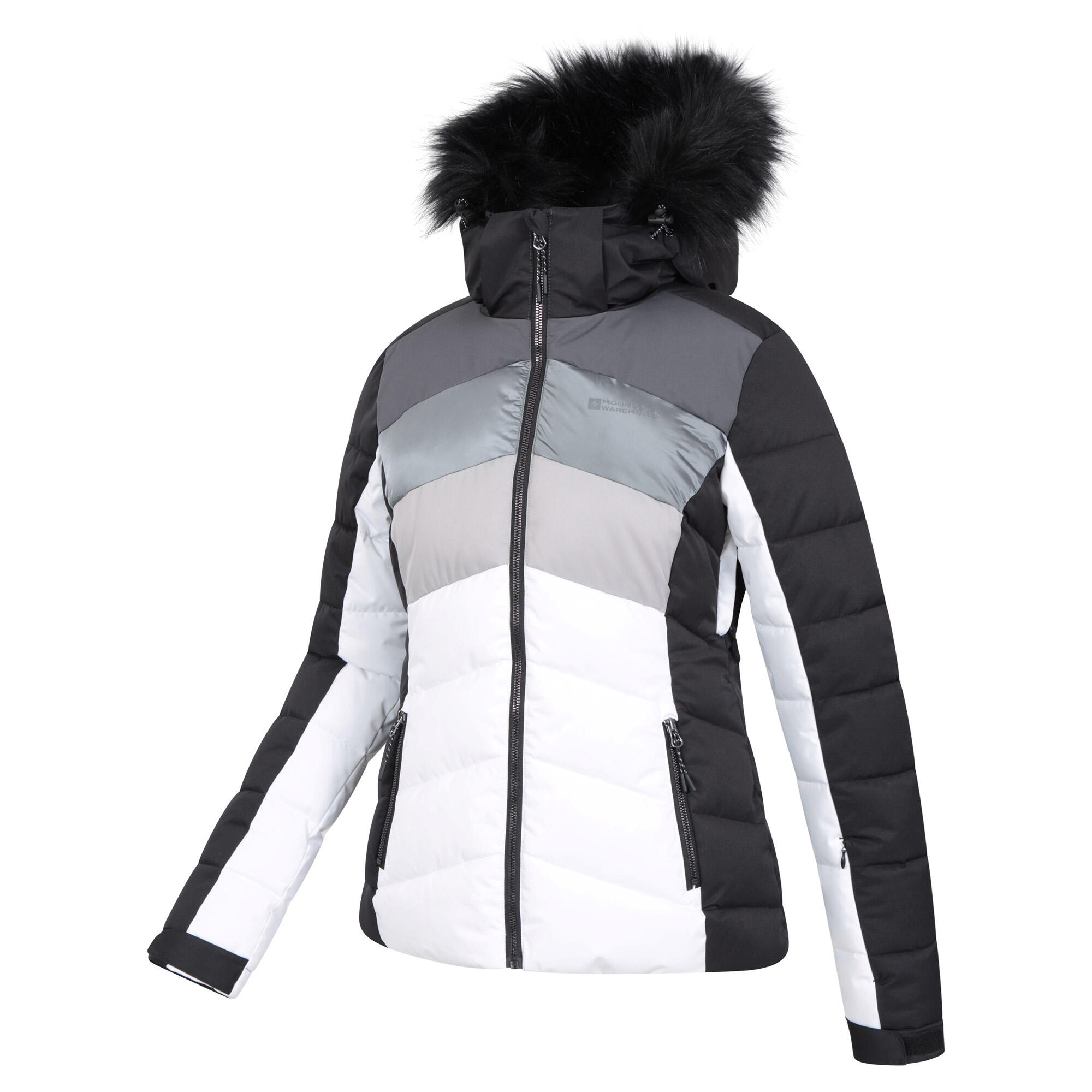 "Cascade" Skijacke Wattiert für Damen Weiß/Schwarz 3/4