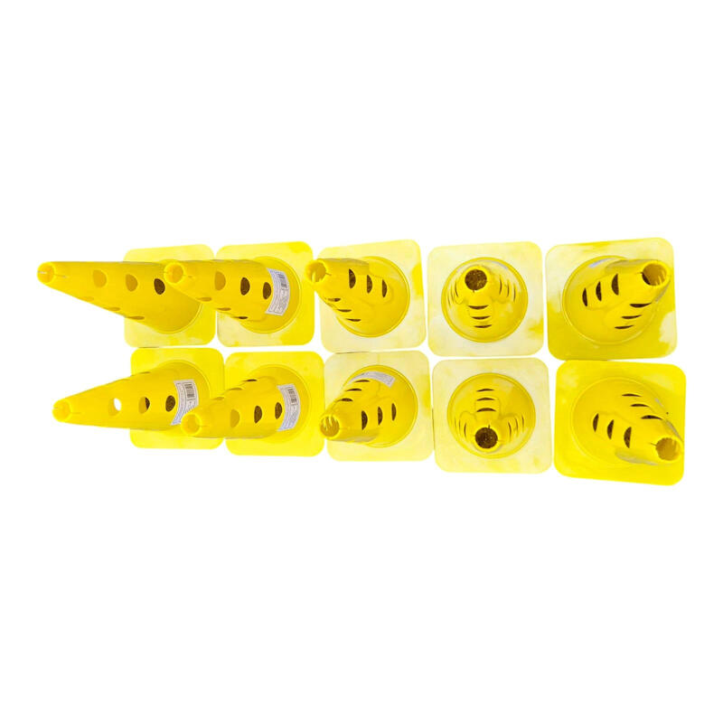 Set 10 conuri antrenament Sportech 38 cm, galbene, cu gauri