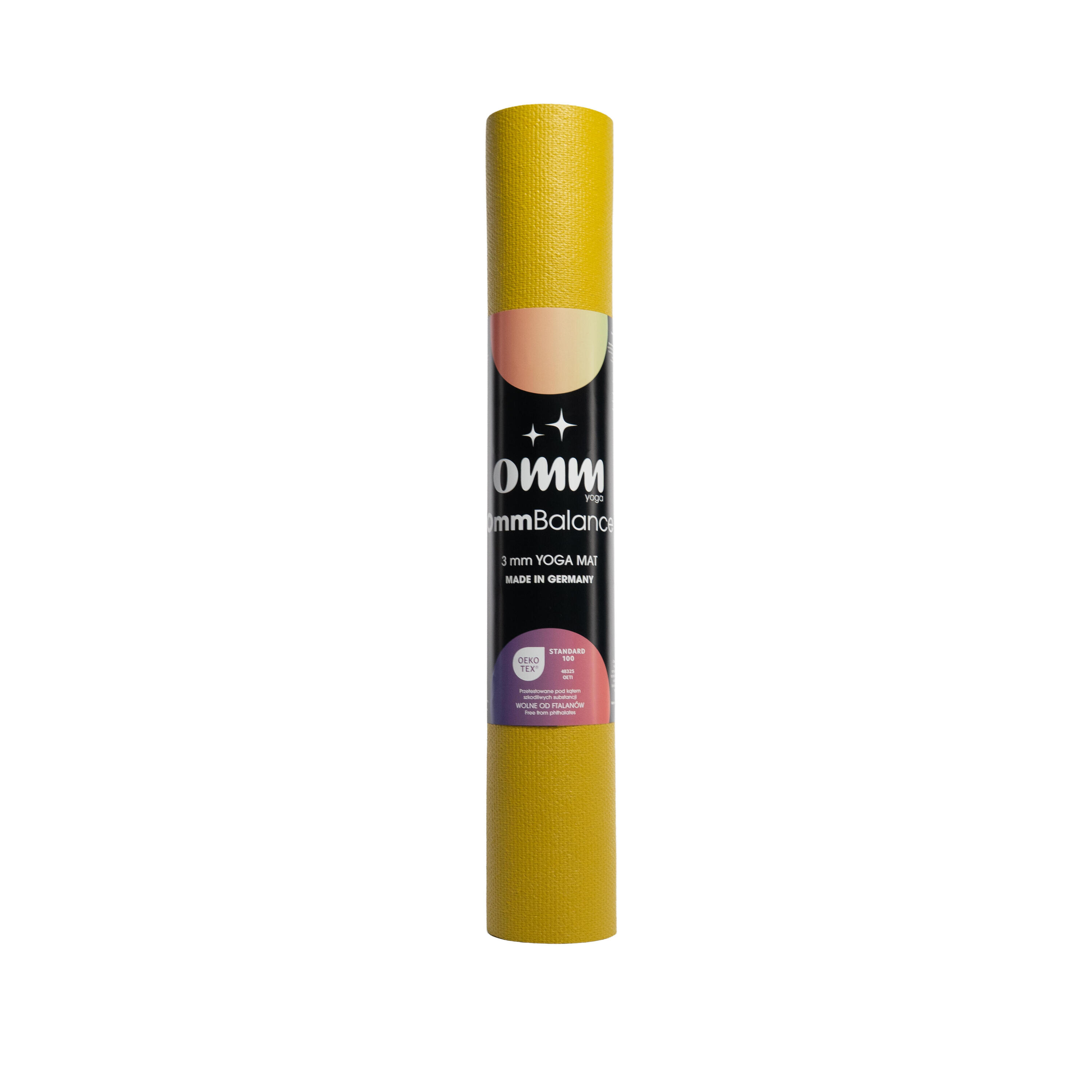 Tappetino antiscivolo per esercizi OMM YOGA, giallo, 3 mm, yoga e fitness 4/4