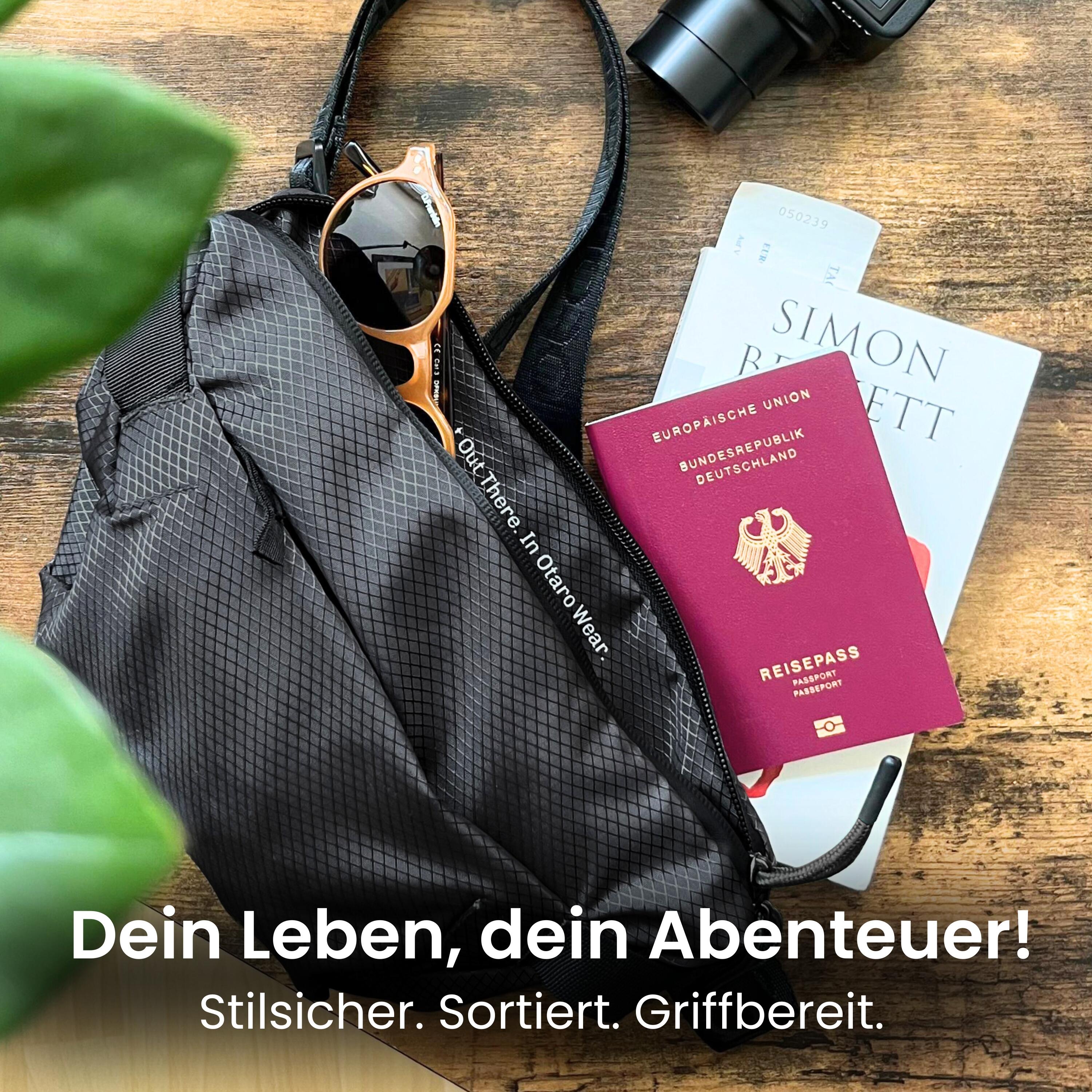 Hejo Sling Crossbody Bag, Umhängetasche Herren, Wasserdichte Brusttasche, Schultertasche für Herren Junge Frauen, Shoulder Chest Bag für Outdoor Wandern (Schwarz