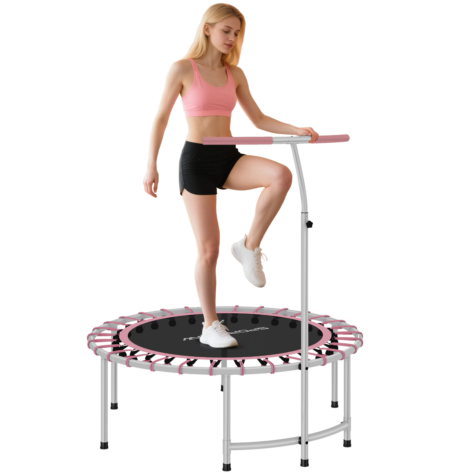 SPORTNOW Trampolim fitness ø102x116-132 cm rosa SPORTNOW