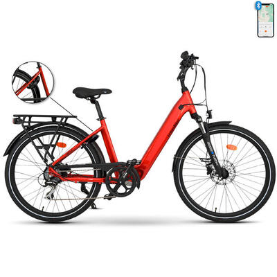 Ub100b | veelzijdige stads-e-bike | actieradius tot 140 km | rood | 28