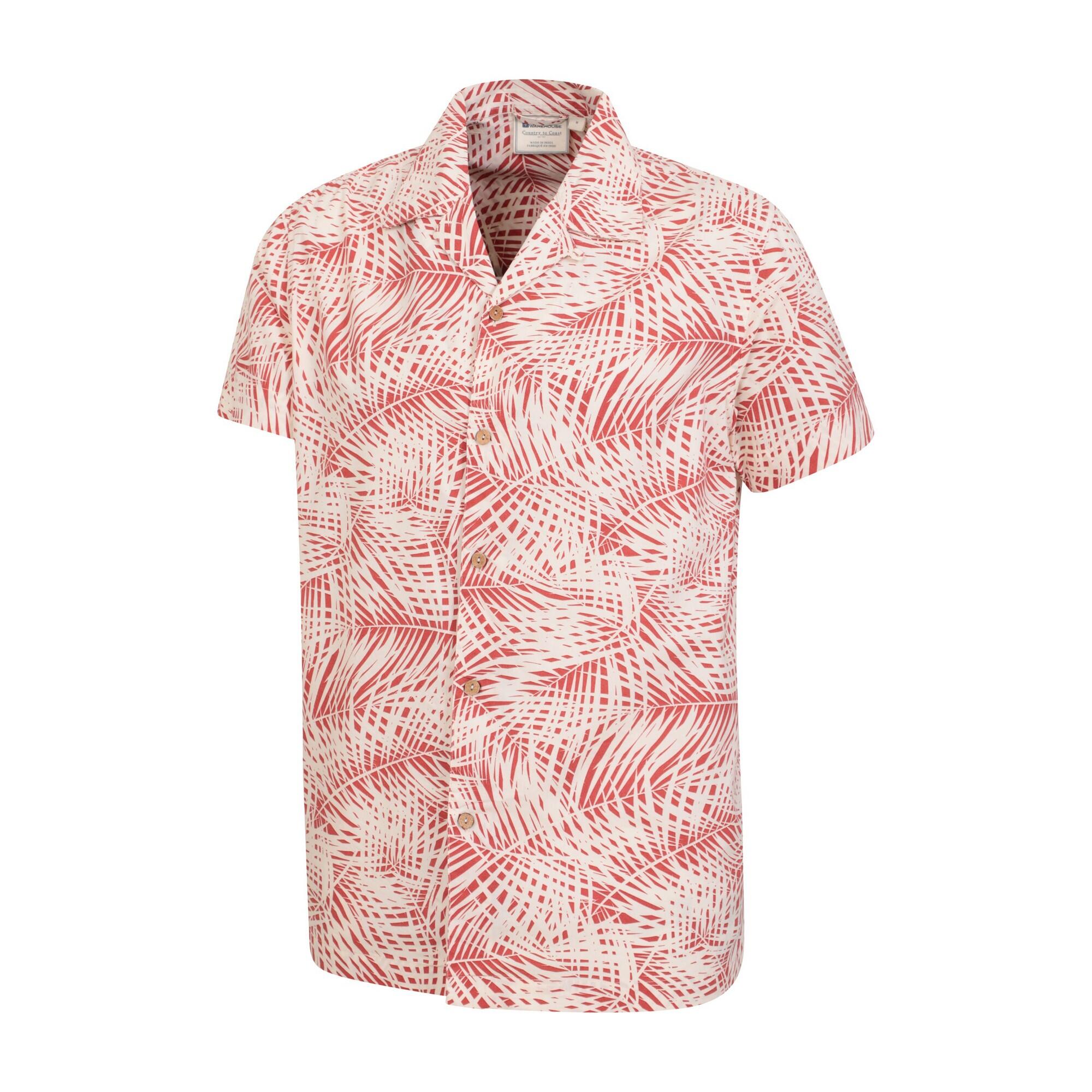 Camicia Spiaggia Foglia Di Palma Uomo Mountain Warehouse Rosso Scuro Bianco 3/4