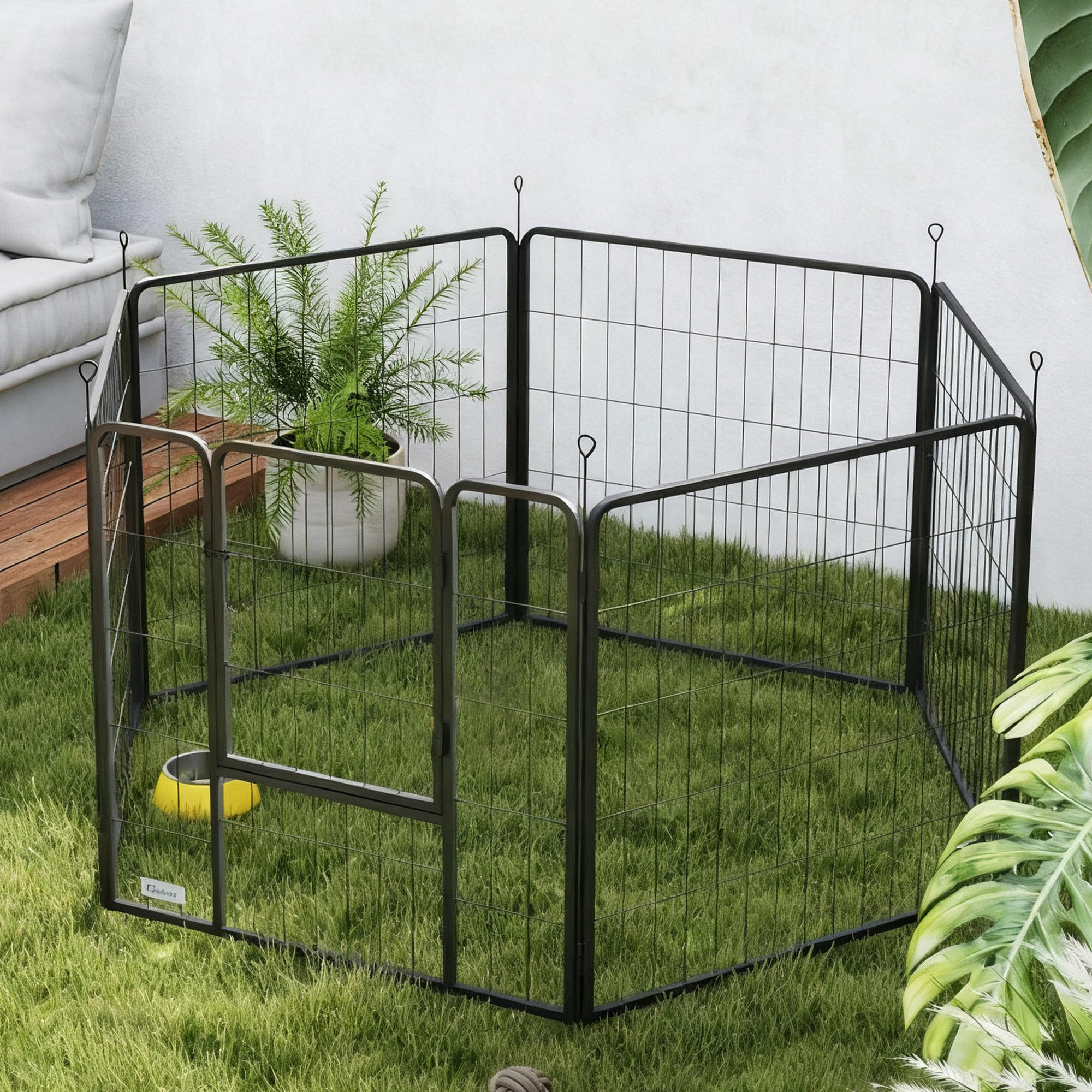 Parque para Perros PawHut 160x80x80 cm Negro 2/5
