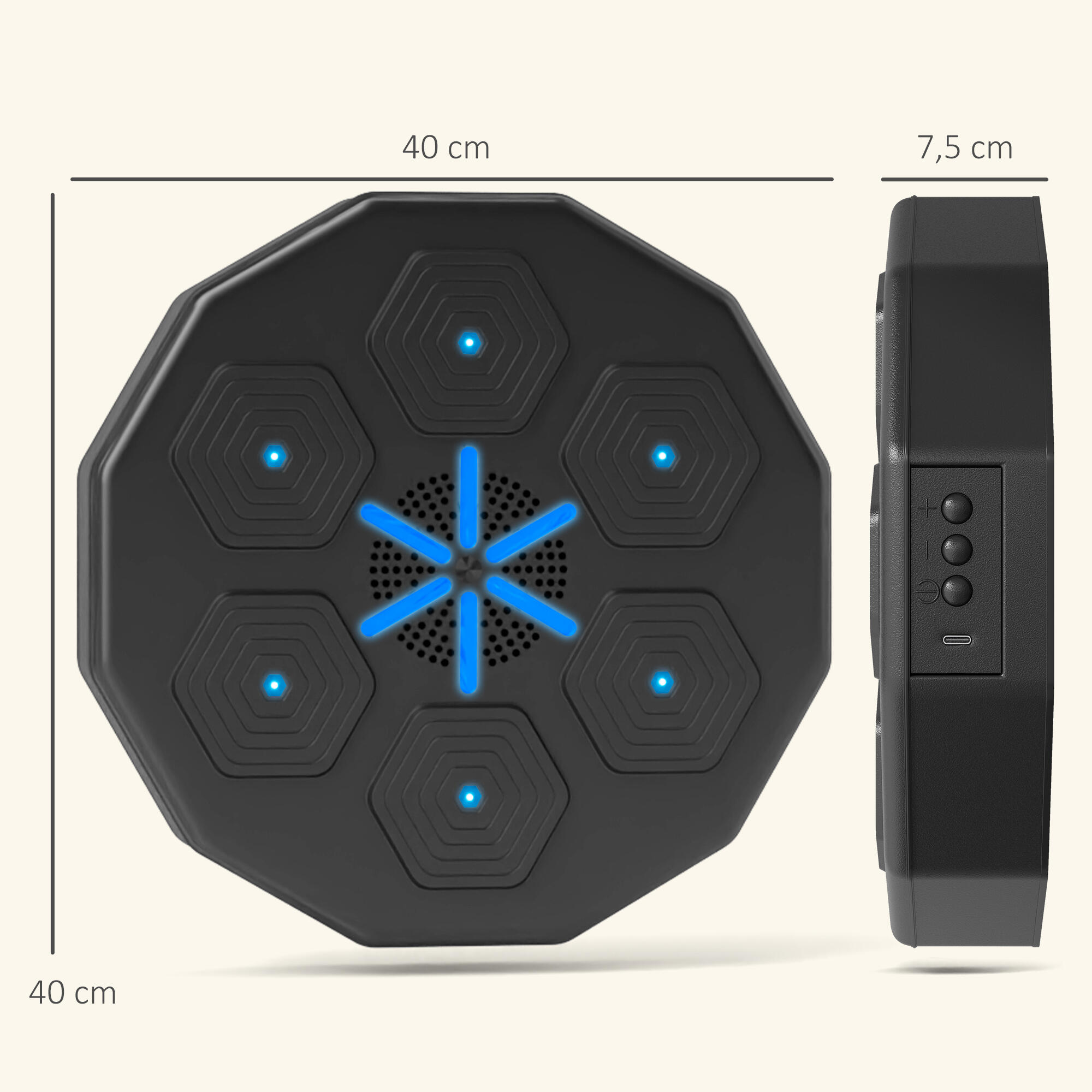 SPORTNOW Máquina Boxe de Parede Musical com  Conexão Bluetooth 3/5