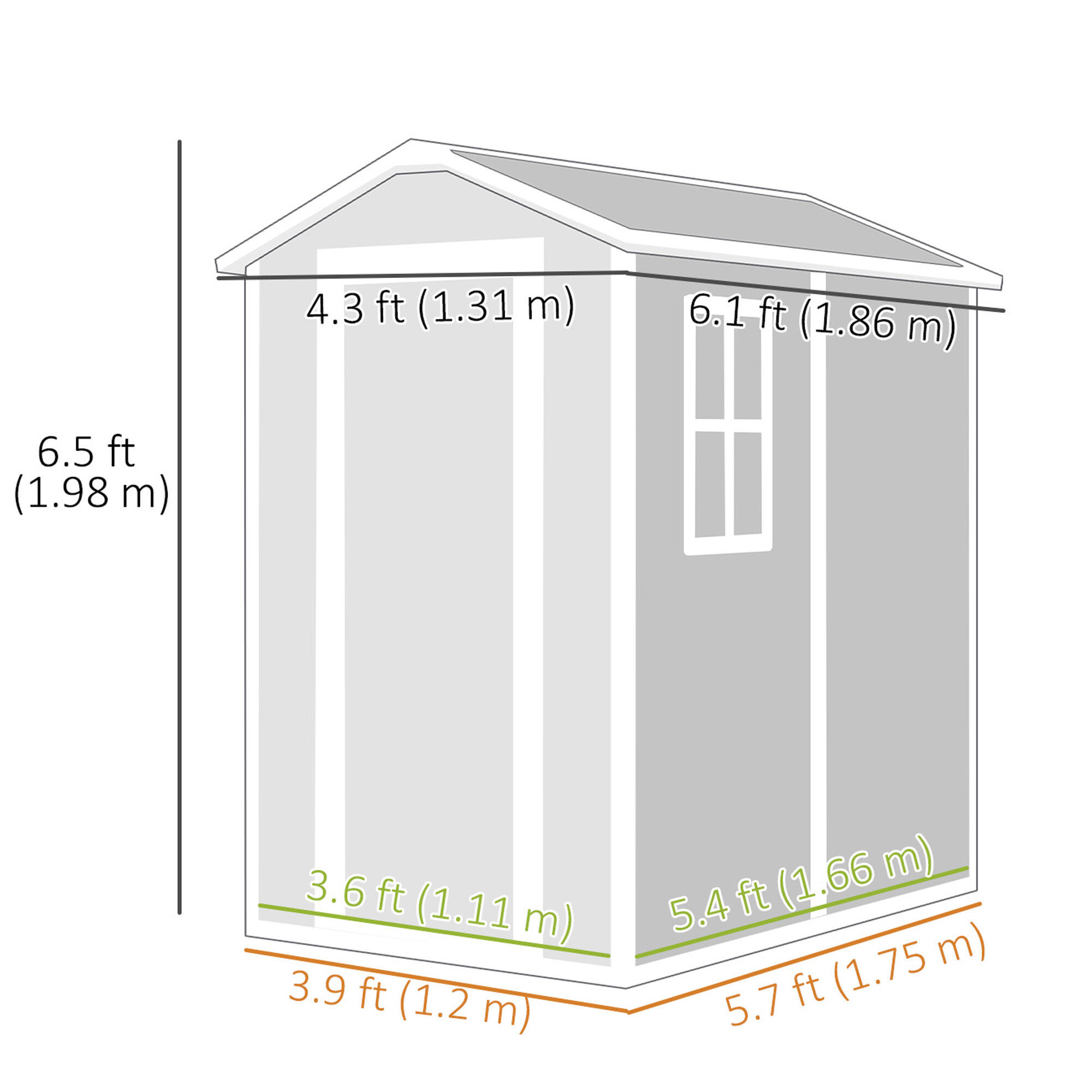 Outsunny Abrigo de Exterior 2,1 m² 131x186x198 cm Abrigo de Exterior 3/5