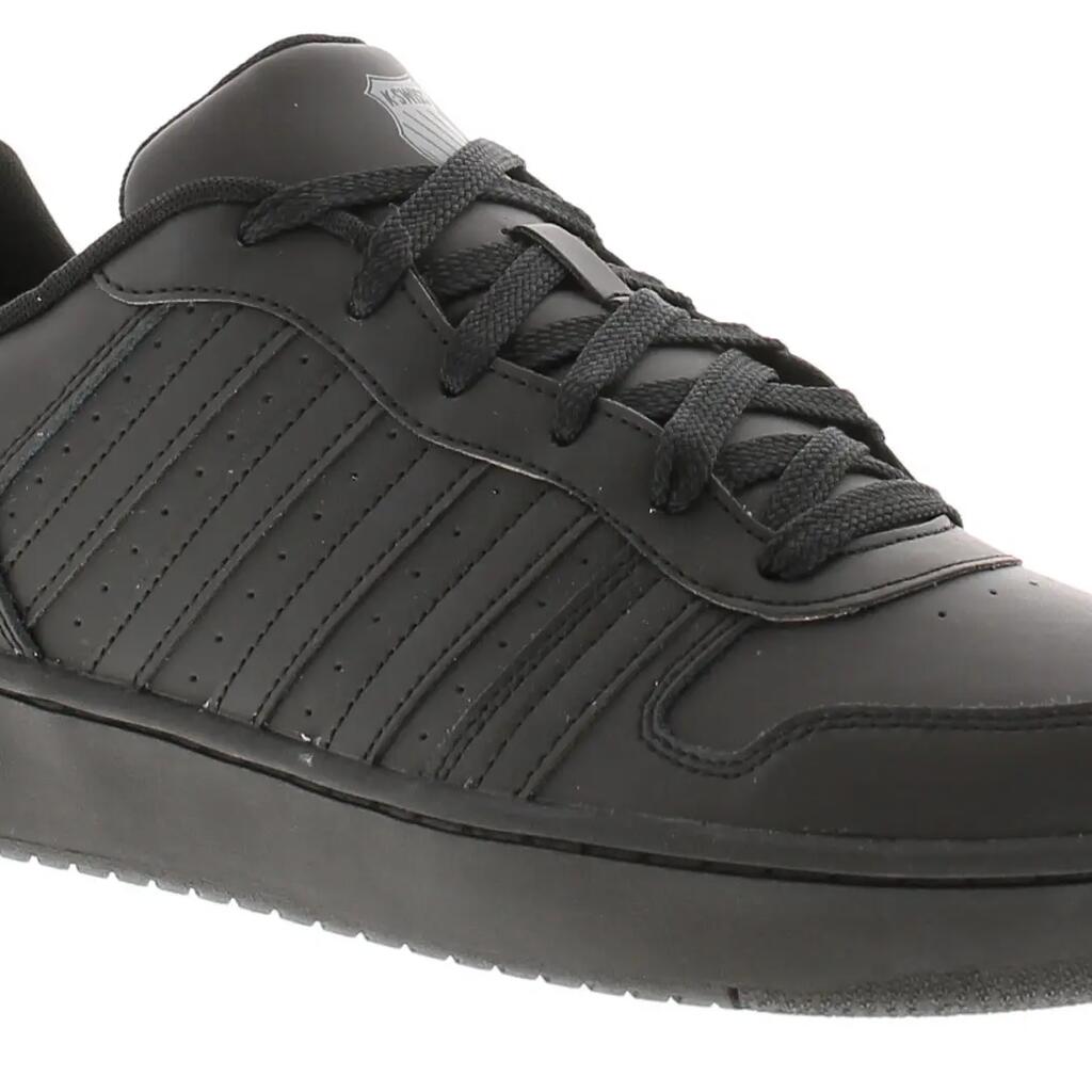 Mens Coated Leather Trainers (Black)