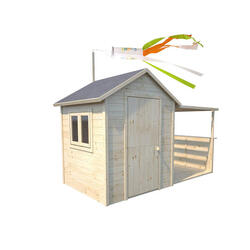 Cabane en bois avec pergola ajourée EUGENIE