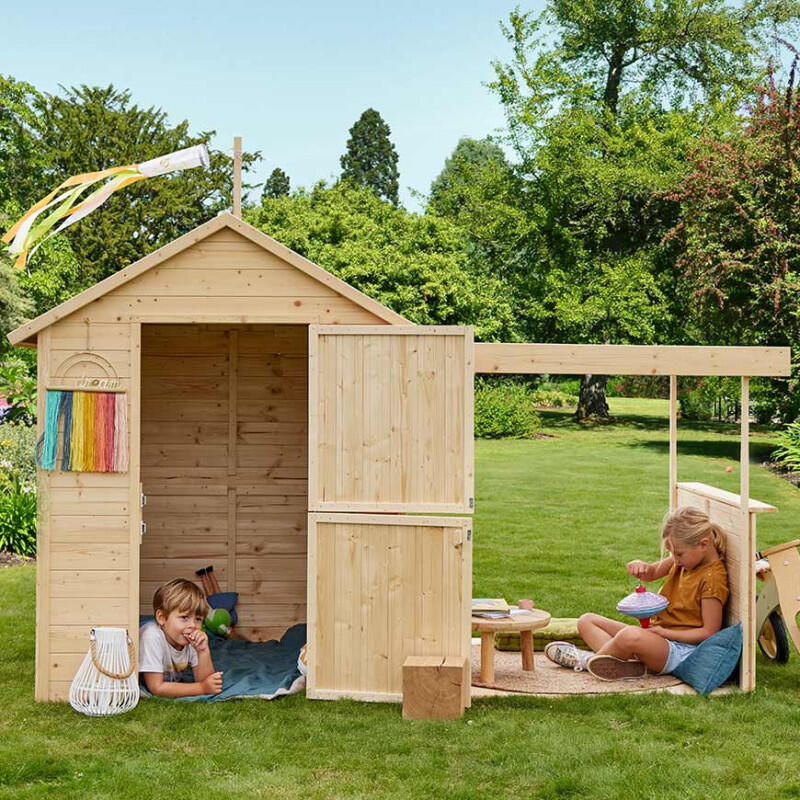Cabane en bois avec pergola ajourée EUGENIE 2/5