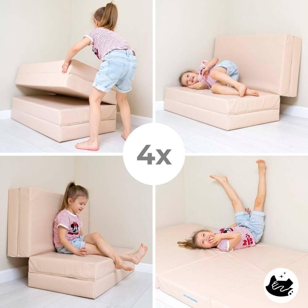 Kinderen Gymnastiek Turnmat Opvouwbaar 4-Delig 200x100x10 cm Kometa Grijs 4/5