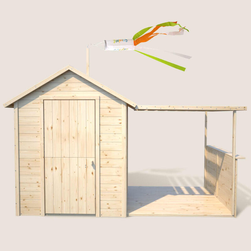 Cabane en bois avec pergola ajourée EUGENIE 3/5