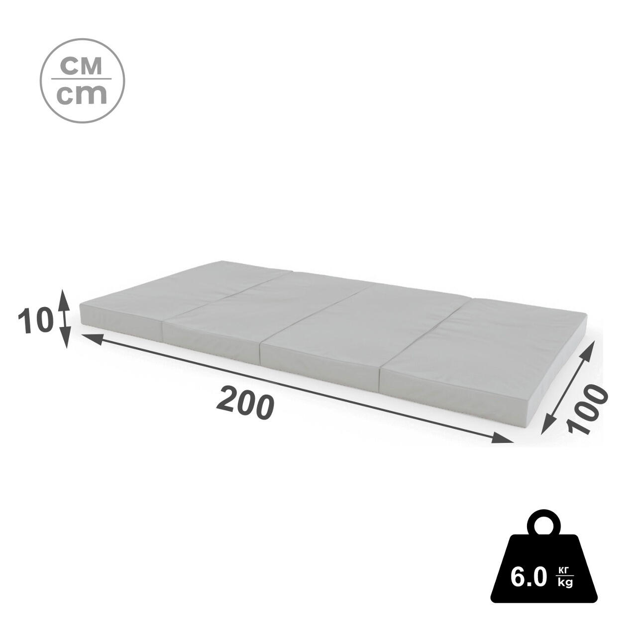 Kinderen Gymnastiek Turnmat Opvouwbaar 4-Delig 200x100x10 cm Kometa Grijs 2/5