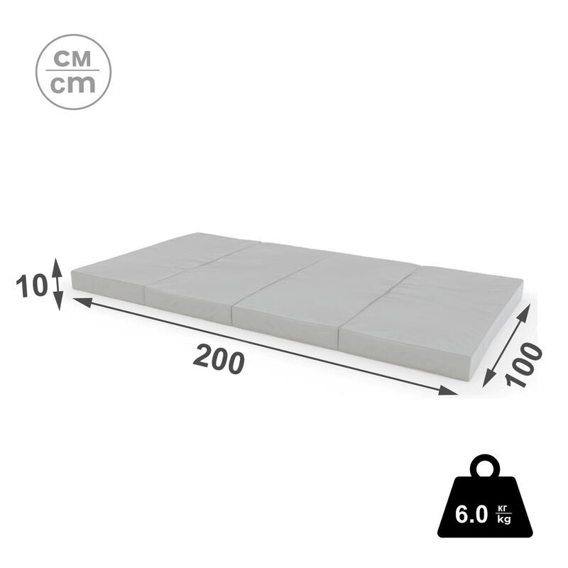 Copii Fitness Saltea Gimnastică Pliabilă 4 Secțiuni 200x100x10 cm Gri