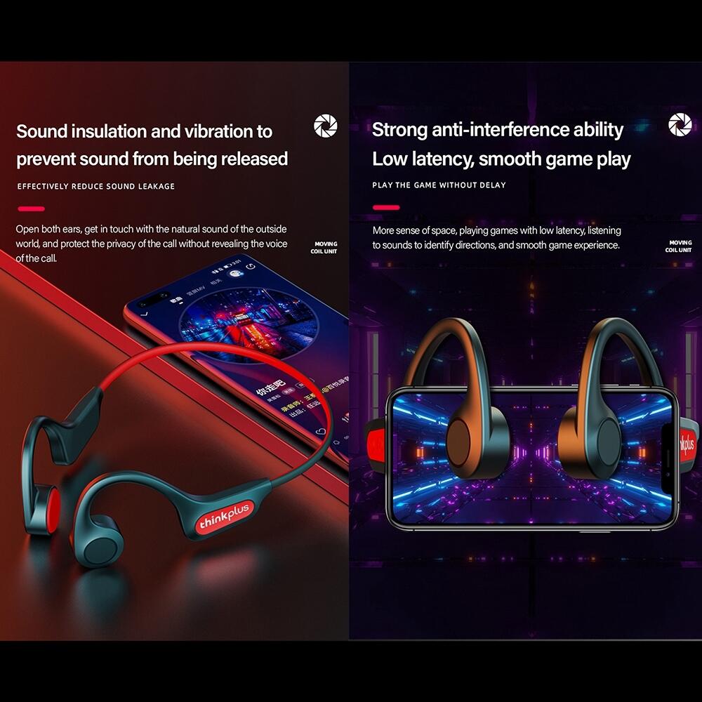 Lenovo X3 Pro fones Bluetooth 5.3 condução óssea c/ microfone preto 7/7