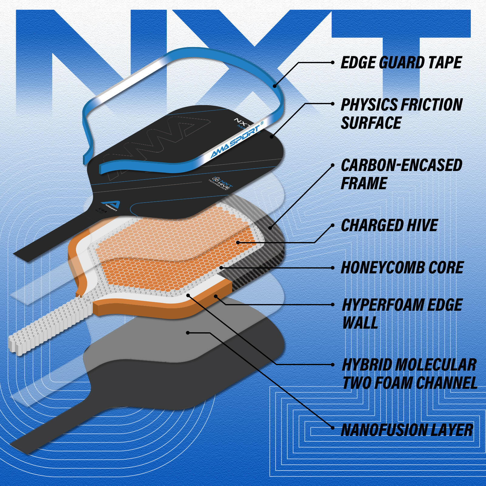 AMA Sport NXT-01 MAX 16mm Pickleball Paddle | Decathlon