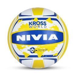 Volley-ball NIVIA Kross | Jaune/Bleu, Taille 4, 18 Panneaux, Intérieur/Extérieur