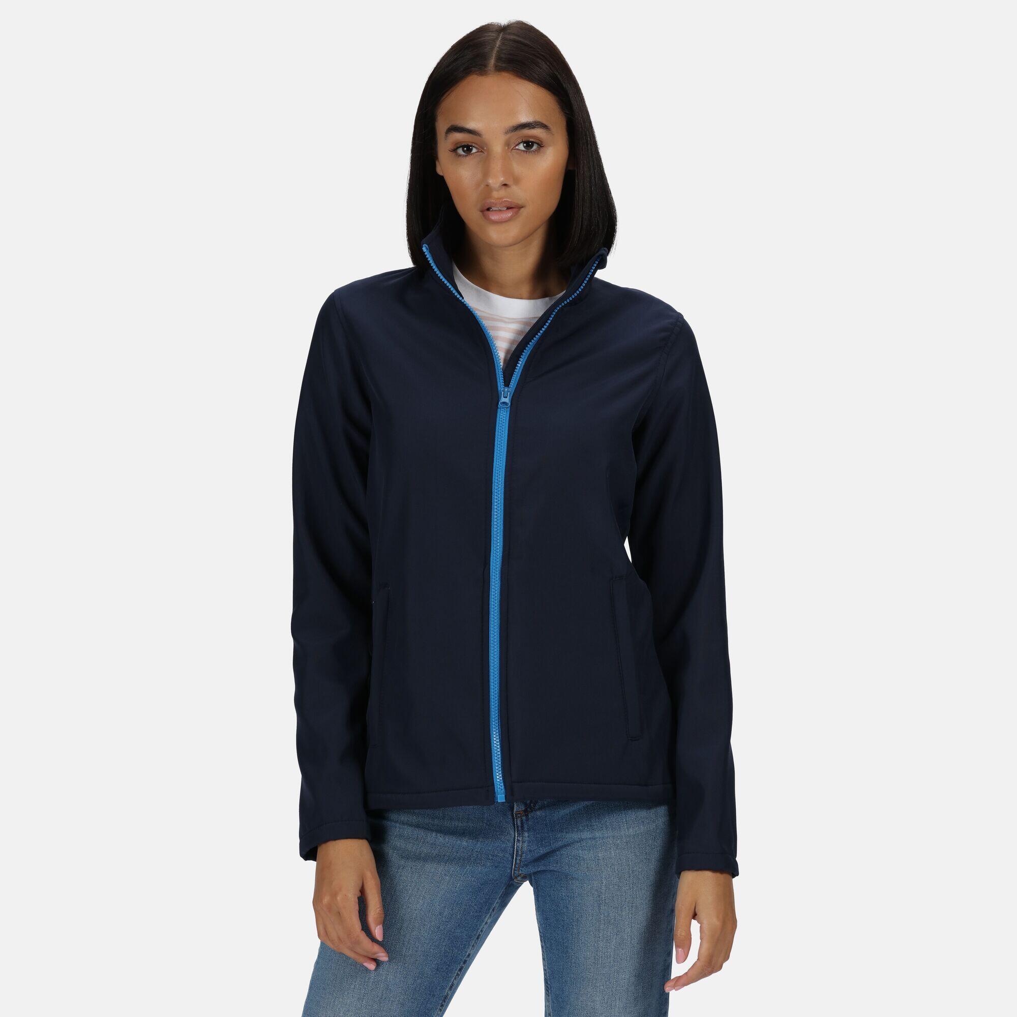 Womens/Ladies Ablaze Printable Softshell Jacket (Navy Blue/French Blue) 2/4