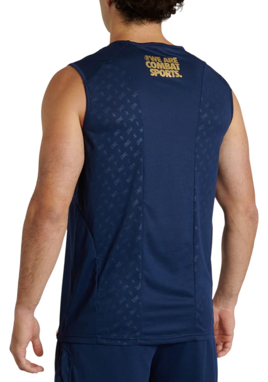 Camiseta sin mangas Leone1947 DNA azul M con logo dorado 2/3
