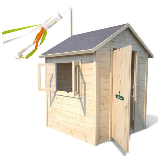 Cabane en bois avec fenêtre et boîte aux lettres GARANCE