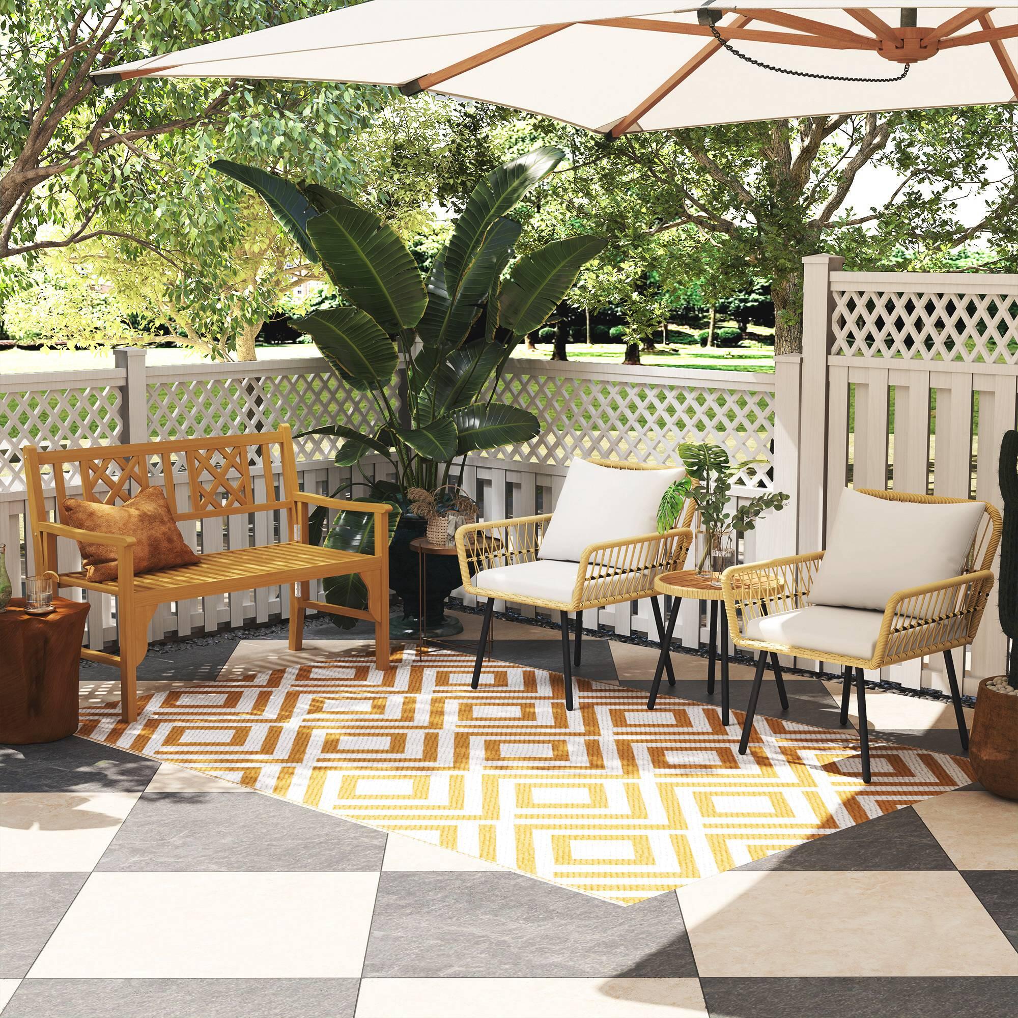 Conjunto móveis de jardim amarelo Outsunny 4/7