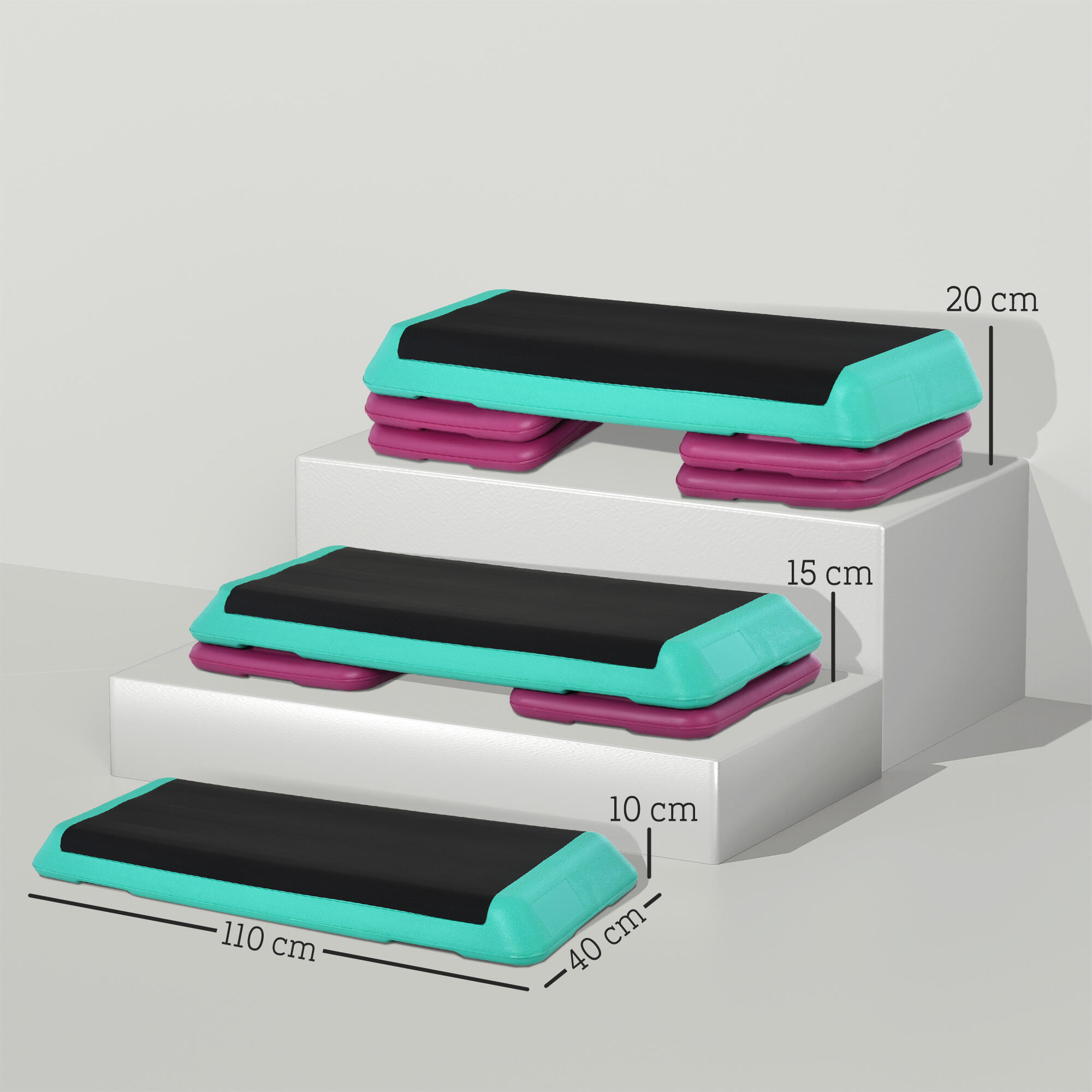 Step para exercício 110x40x20 cm multicor HOMCOM 3/5