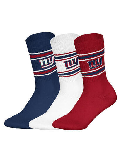 NFL New York Giants 3-Pack Soft Cotton Crew Socks | Blue/White/Red