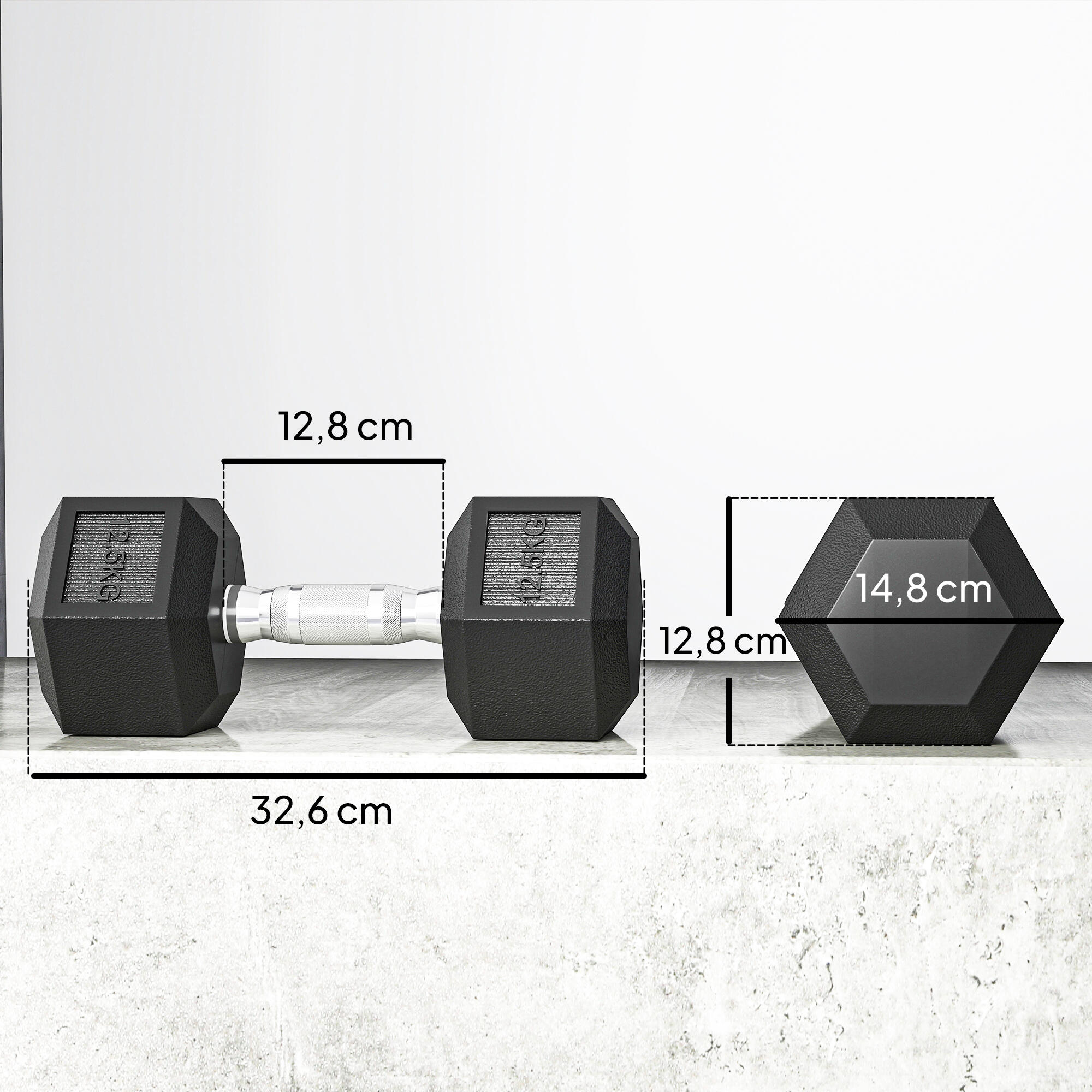 Conjunto de 2 halteres 32,6x14,8x12,8 cm preto HOMCOM 3/5