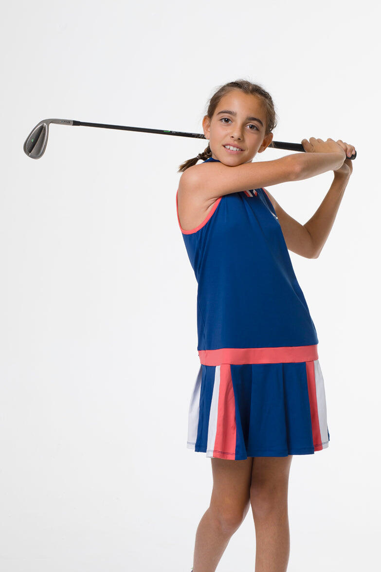 Vestido de golf de niña azul marino sin mangas 2/4