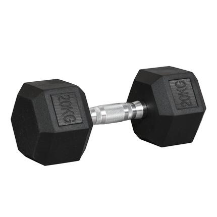 Haltère fonte poignée moletée 20kg hommes femmes maison sport