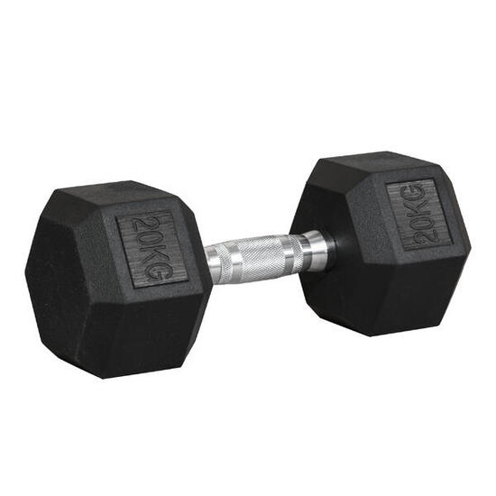 Haltère fonte poignée moletée 20kg hommes femmes maison sport