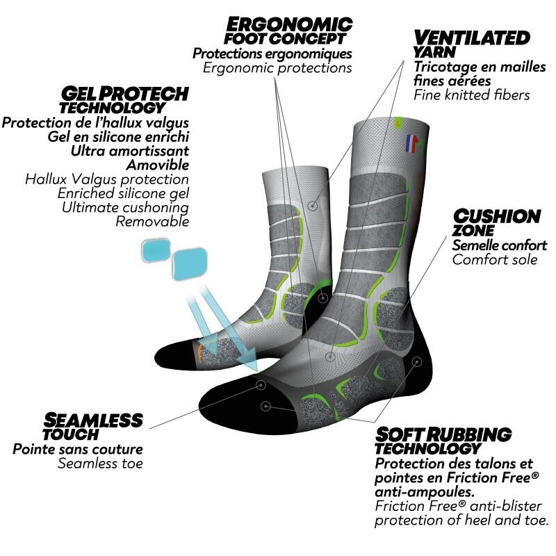 Paire de Chaussettes Monnet GelProtech Trek Gris 6/7