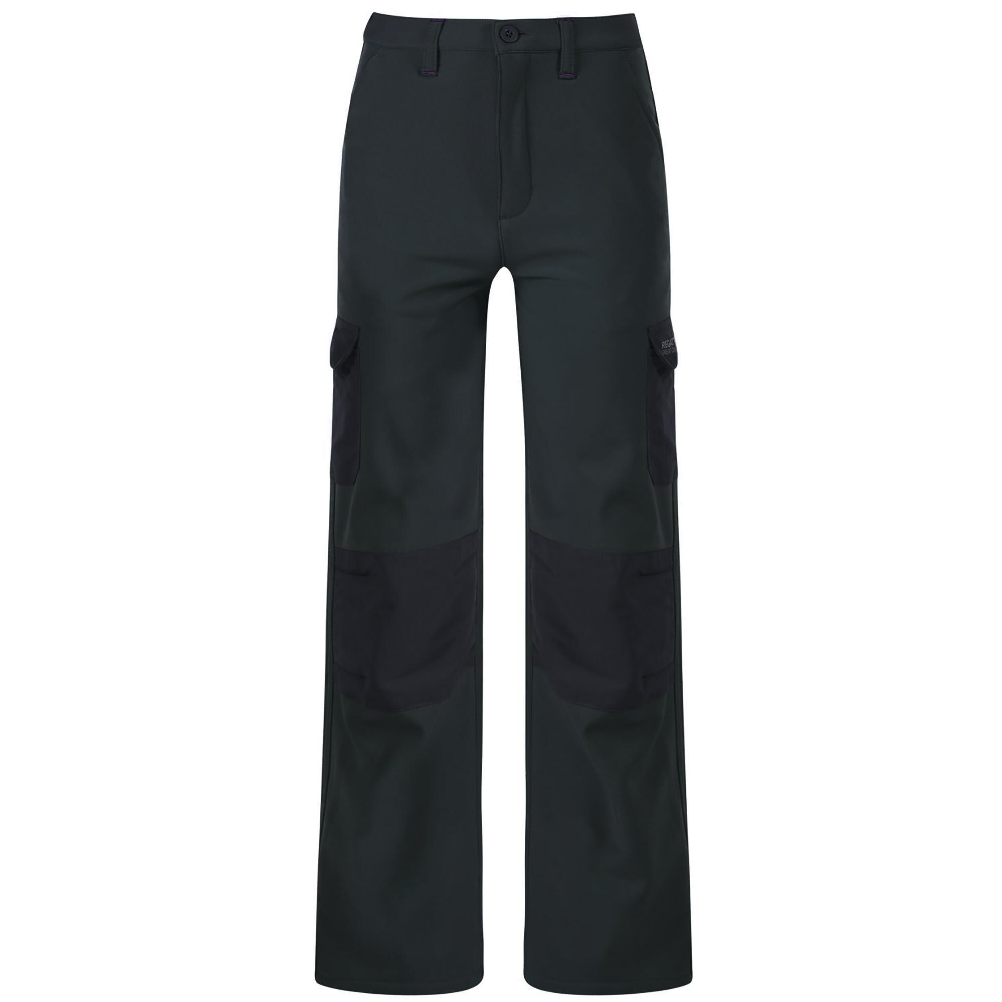 REGATTA Great Outdoors Kids Boys Adventure Tech Softshell Trousers (Black)